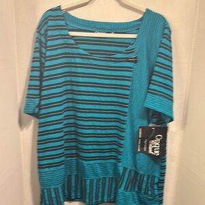 Onque casuals Bluegreenish and Black Striped Top size 3X plus
